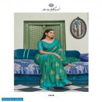 Kashvi Dori Wholesale Satin Patta Lehariya Print With Swaroski Pallu And Foil Blouse Sarees