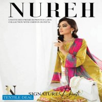 Nureh Signature Prints Unstitched Premium Printed Lawn Collection With Chiffon Dupatta