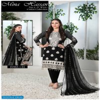 Mina Hassan Black And White Cotton Collection Printed Dress