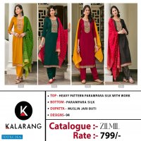 Kalarang Zilmil Wholesale Parampara Silk With Work Dress Material