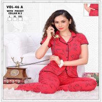 FASHION TALK C.NS VOL.46 A HEAVY SHINKER HOSIERY COTTON COLLAR NIGHT SUITS WITH POCKET NIGHT SUIT CATALOG WHOLESALER BEST RATE