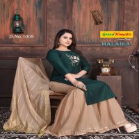 GREEN TOMATO MALAIKA READYMADE KURTI SHARARA AND DUPATTA SET