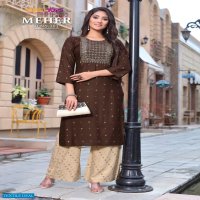 Tips And Tops Meher Vol-3 Wholesale Long Kurti With Plazzo Catalogs