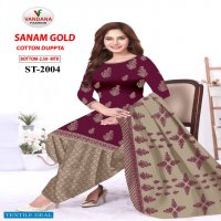Vandana Sanam Gold Wholesale Cotton Dupatta Dress Material
