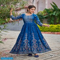 BANWERY FLORA RAYON FOIL PRINT BIG SIZE FLAIR GOWN WHOLESALER