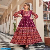 BANWERY FLORA RAYON FOIL PRINT BIG SIZE FLAIR GOWN WHOLESALER