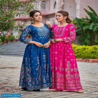 BANWERY FLORA RAYON FOIL PRINT BIG SIZE FLAIR GOWN WHOLESALER