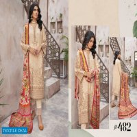 Johra Mahparah Wholesale Leather Patch Slub With Digital Printed Wool Shawl