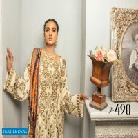 Johra Mahparah Wholesale Leather Patch Slub With Digital Printed Wool Shawl