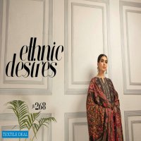 Johra Nysa Embroidery Digital Printed Peach Slub Leather With Digital Printed Wool Shawl