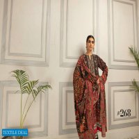 Johra Nysa Embroidery Digital Printed Peach Slub Leather With Digital Printed Wool Shawl