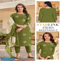 Starlink Mastani Vol-2 Wholesale Chanderi With Work Kurti Pant And Dupatta