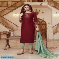 SHANVI BY KAASBEE FULL STITCH CHINON KURTI WITH PANT & DUPATTA