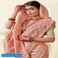 REVANTA CREATION SURAT ANUSHKA KORA SILK LEHARIYA ZARI SAREES