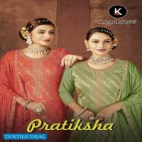 Kalarang Pratiksha Wholesale Pure Muslin Dola Jacquard With Work Dress Material