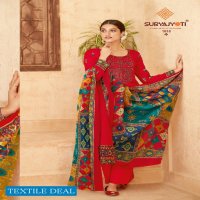 Suryajyoti Qurbat Vol-1 Wholesale Satin Cotton Neck Work And Swaroski Dress Material