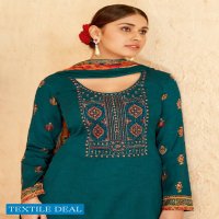 Suryajyoti Qurbat Vol-1 Wholesale Satin Cotton Neck Work And Swaroski Dress Material