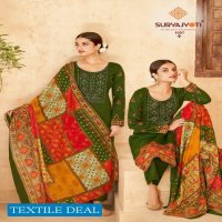 Suryajyoti Qurbat Vol-1 Wholesale Satin Cotton Neck Work And Swaroski Dress Material