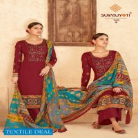 Suryajyoti Qurbat Vol-1 Wholesale Satin Cotton Neck Work And Swaroski Dress Material