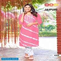 O4U Jaipuri Wholesale Viscose Batik Print With Work Long Kurtis Combo