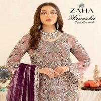 ZAHA RAMSHA VOL 6 DN 10131 PAKISTANI HEAVY EMBROIDERY SALWAR KAMEEZ AND BACK WORK LATEST SUIT