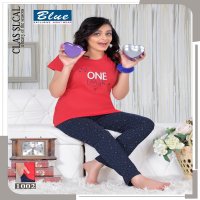 Blue Premium Lounge Wear T-Shirt Nightsuit Vol-16 Wholesale Night Suits