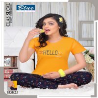 Blue Premium Lounge Wear T-Shirt Nightsuit Vol-16 Wholesale Night Suits