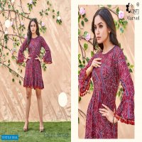 Kinti Marvel Wholesale Wrinkle Rayon Print Fancy Lace Kurtis