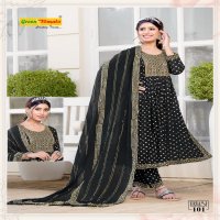 Green Tomato Urvasi Wholesale Reyon Block Nayraa Kurti With Pant And Dupatta