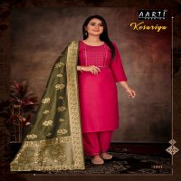 Aarti Kesariya Wholesale Chinon Silk Full Stitched 3 Piece Salwar Suits