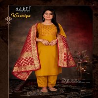 Aarti Kesariya Wholesale Chinon Silk Full Stitched 3 Piece Salwar Suits