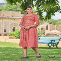 Rangjyot Greciya Wholesale Cotton Lurex Embroidery Work Anarkali Style Kurtis