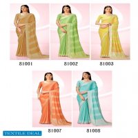 Kashvi Mokshita Wholesale Dull Moss With Foil Prints Ethnic Sarees