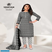 Deeptex Aaliza Black And White Special Cotton Printed Dress Material