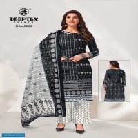Deeptex Aaliza Black And White Special Cotton Printed Dress Material