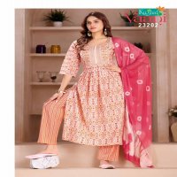 Kushals Vaani Wholesale Muslin Printed Top With Pant And Dupatta