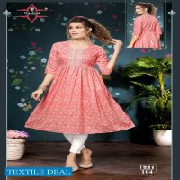 Namoh Nidhi Wholesale Heavy Reyon With Naira Cut Kurtis