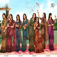 5D DESIGNER PRESENT PRIYAL 4301-4308 SERIES FANCY BRIGHT CHIFFON COLLECTION SAREES