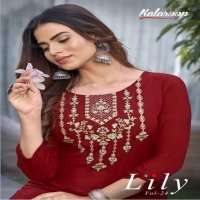 Kalaroop Lily Vol-24 Wholesale Heavy Reyon Fabrics Long Kurtis