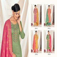 ASOPALAV VOL 4 BY PANCH RATNA ADORABLE NECK WORK DRESS MATERIAL WITH BANARASI SILK DUPATTA