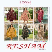 RESHAM VOL 4 BY OSSM FANCY 3PCS SET ALIA CUT KURTI WITH PANT AND NAZEEN DUPATTA