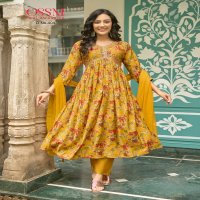 RESHAM VOL 4 BY OSSM FANCY 3PCS SET ALIA CUT KURTI WITH PANT AND NAZEEN DUPATTA