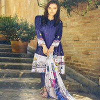 PRM Khalish Wholesale Pure Muslin Silk With Embroidery Work Dress Material