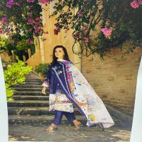 PRM Khalish Wholesale Pure Muslin Silk With Embroidery Work Dress Material