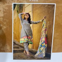 PRM Khalish Wholesale Pure Muslin Silk With Embroidery Work Dress Material