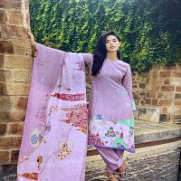 PRM Khalish Wholesale Pure Muslin Silk With Embroidery Work Dress Material
