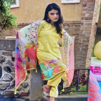 PRM Khalish Wholesale Pure Muslin Silk With Embroidery Work Dress Material