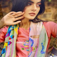 PRM Khalish Wholesale Pure Muslin Silk With Embroidery Work Dress Material