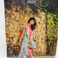 PRM Khalish Wholesale Pure Muslin Silk With Embroidery Work Dress Material
