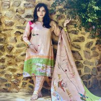 PRM Khalish Wholesale Pure Muslin Silk With Embroidery Work Dress Material